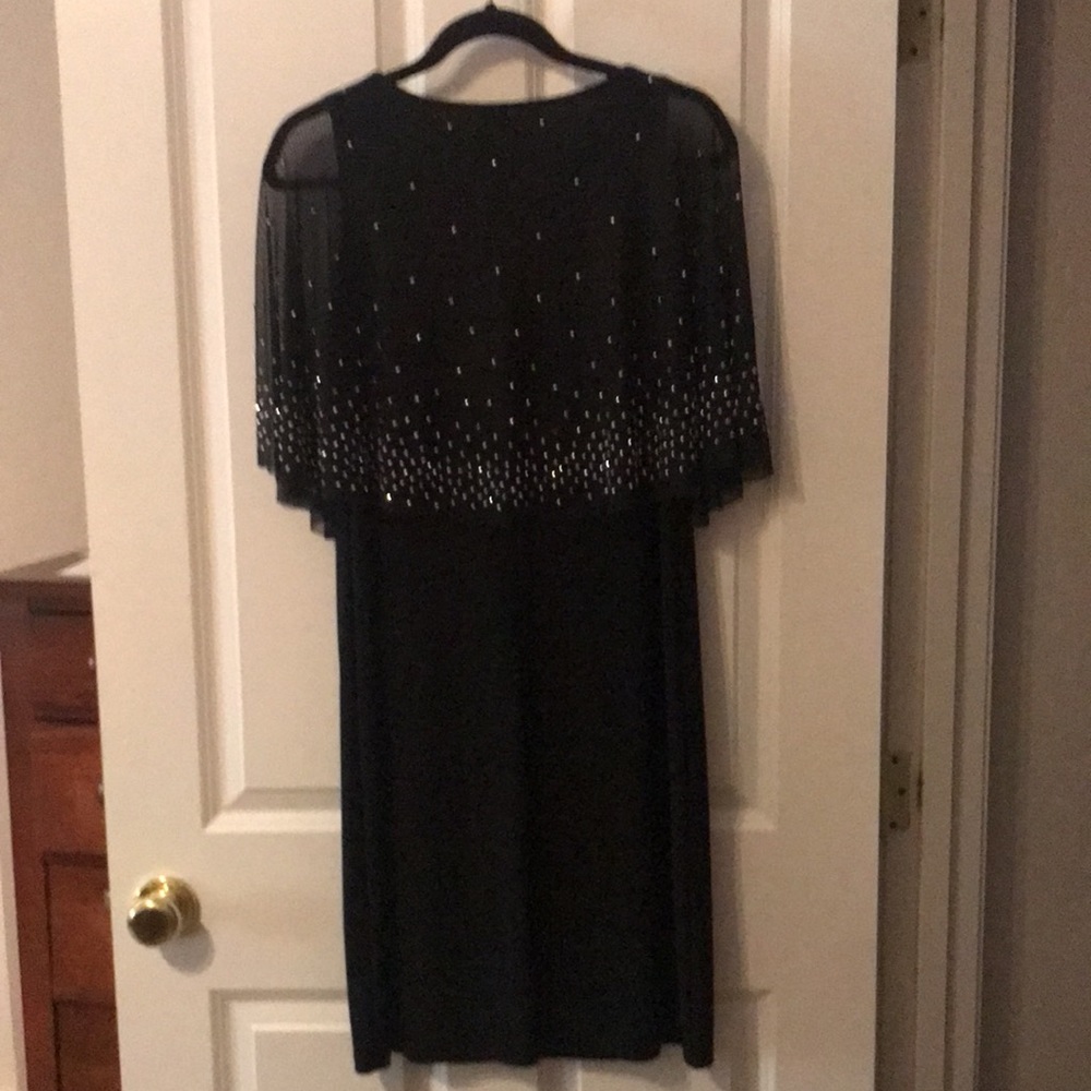 Marina black dress with sparkly stone cape. Made in USA - Picture 3 of 8